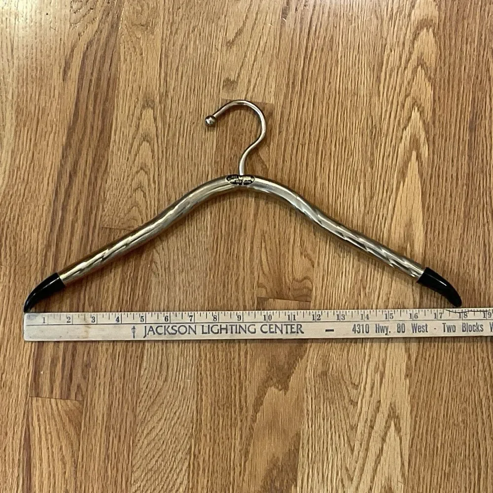 2 Lee Rowan MCM 24K Gold Plated Clothes Hangers Tube Mid Century 1960s Hotel